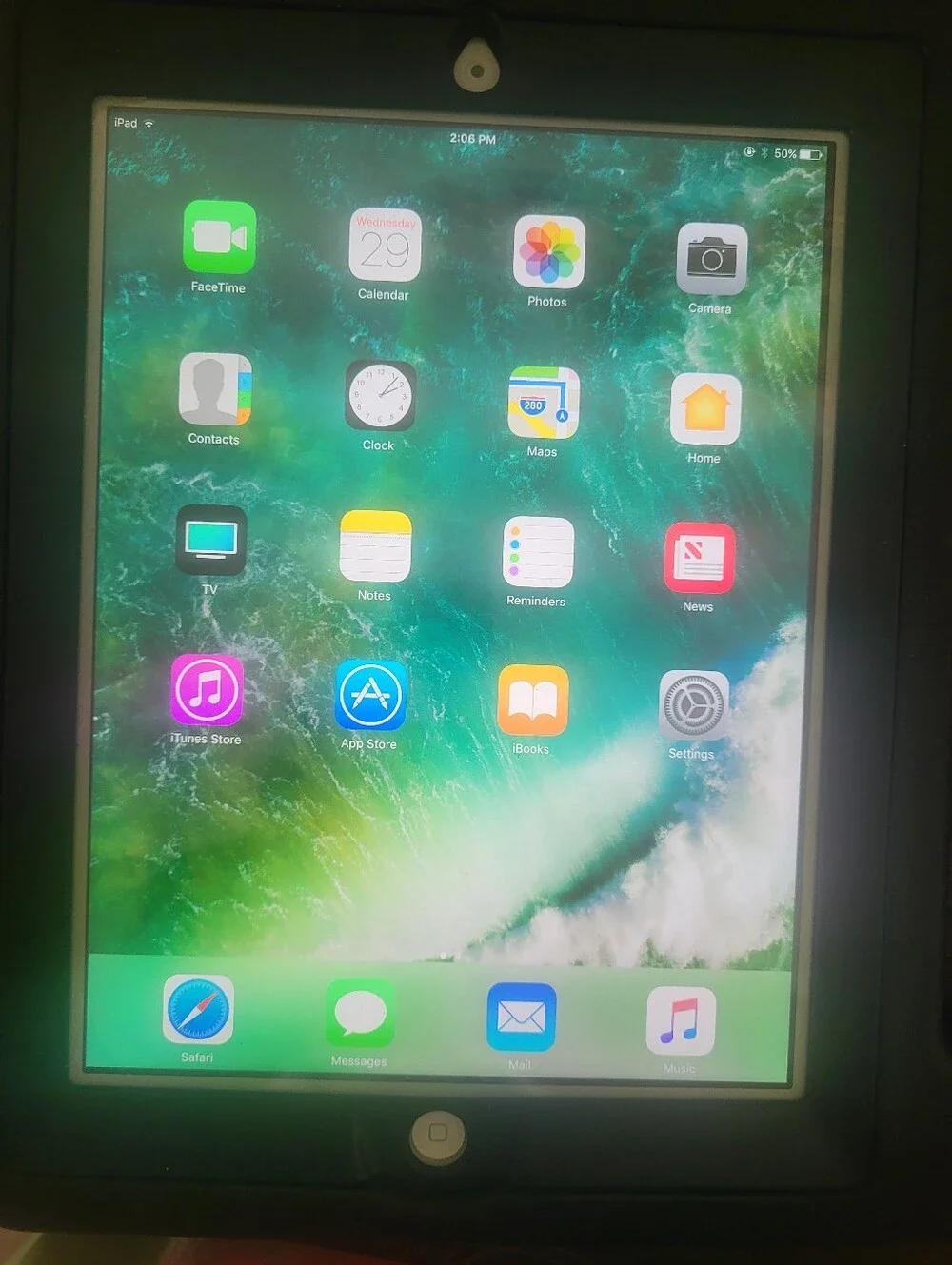 Apple iPad White Front with Green and Blue Display